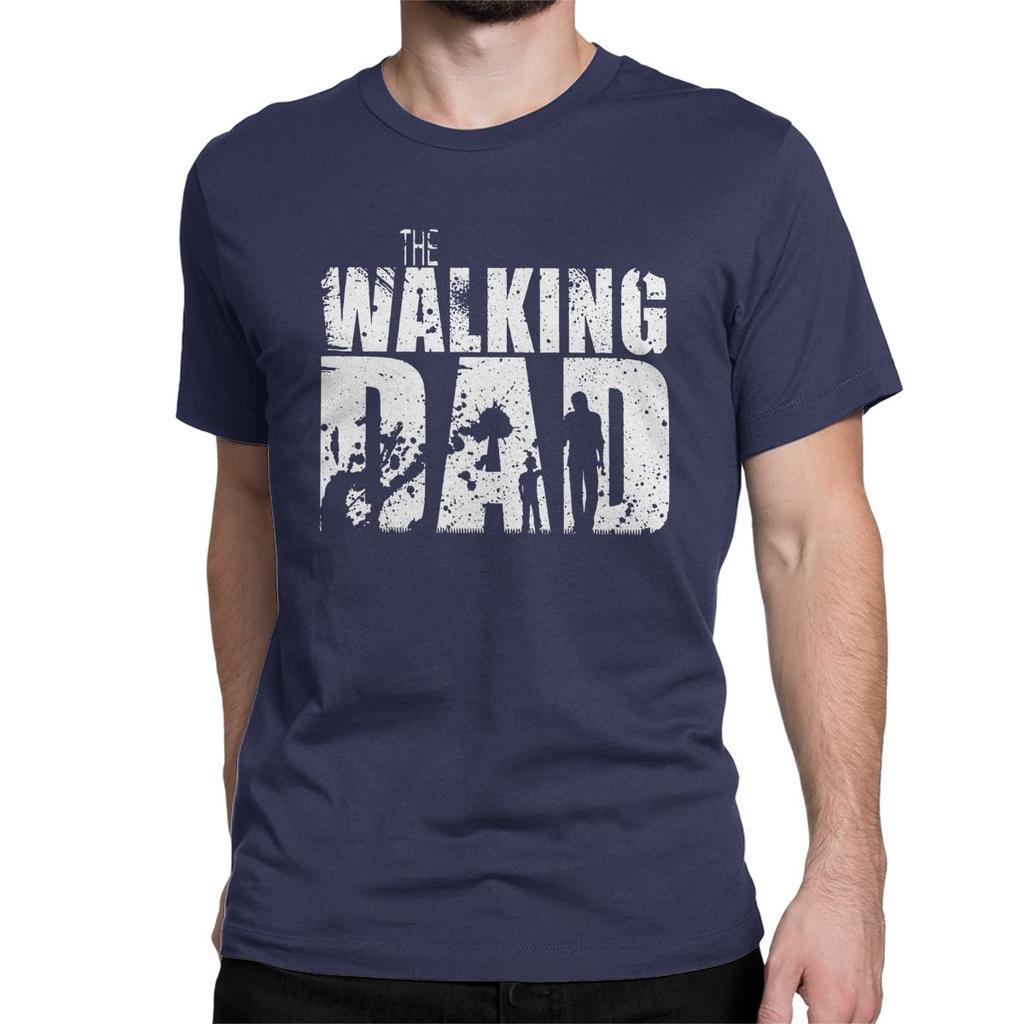 The Walking Dad T Shirt for Men Cotton T-Shirts Round Collar The Walking Dead Father Day Zombie Tee Shirt Tops Plus Size