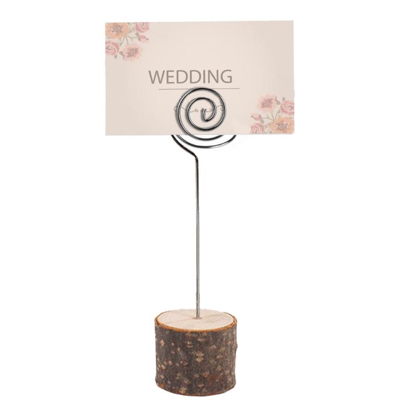 20Pcs Table Number Holders Wood Base Wedding Table Number Stands Picture Memos Note Photo Clip Holders for Weding Party