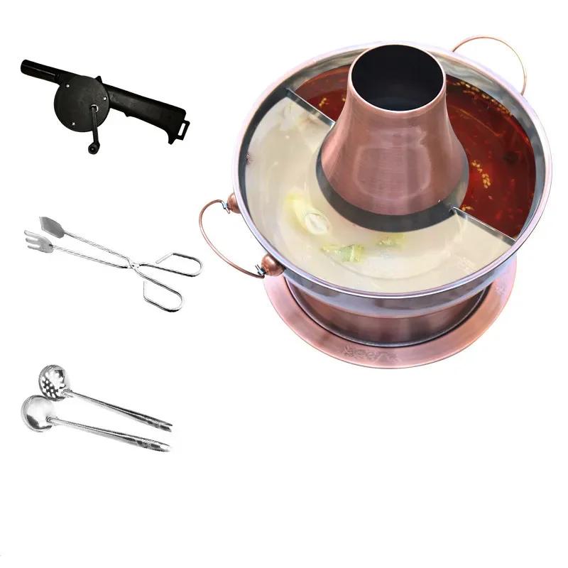 2.8 Liters High Quality Stainless Steel Hot Pot Chinese Fondue Lamb Chinese Charcoal Hotpot Outdoor Cooker Picnic Cooker