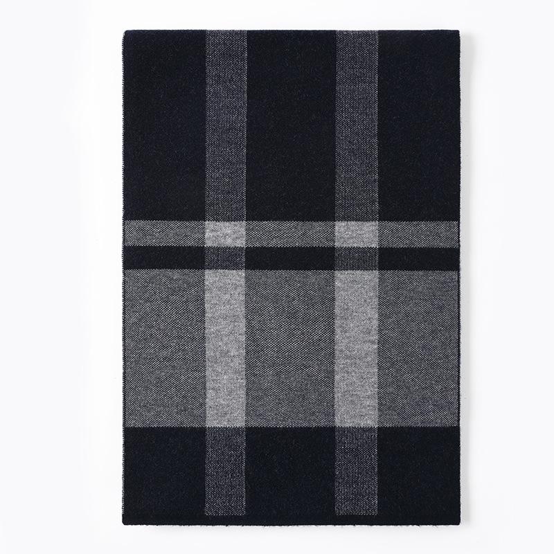 Versatile Plaid Men's Wool Scarf Winter Boys' High-end Dad's Cashmere Warm Scarf 2025 New