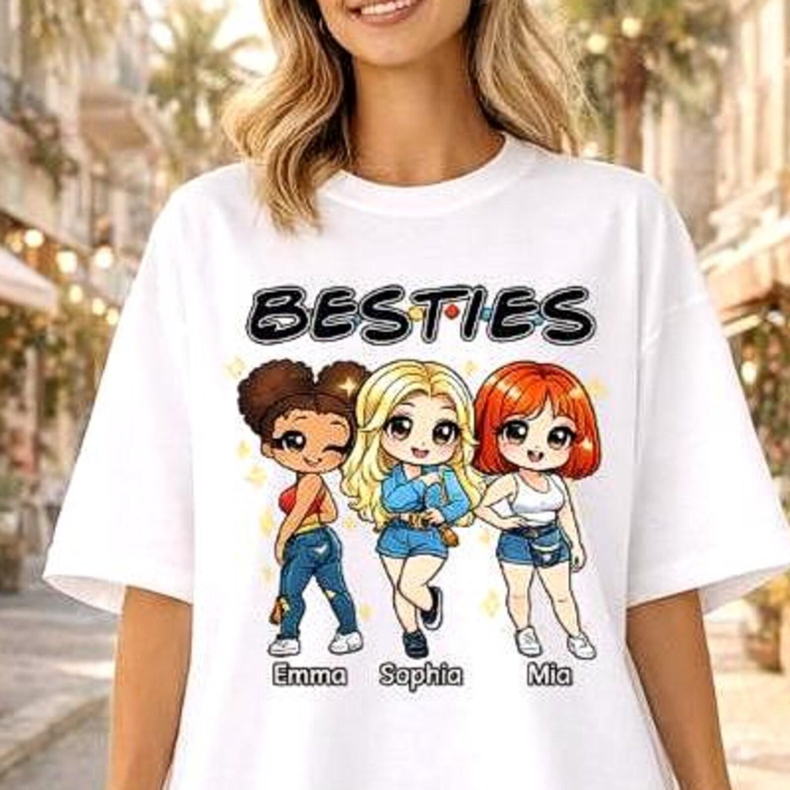 Besties Shirt, Personalized Best Friend Gift Tee, Custom Shirt for Friend, Custom Besties Shirt, Personalized Best Friends Shirt 2XL