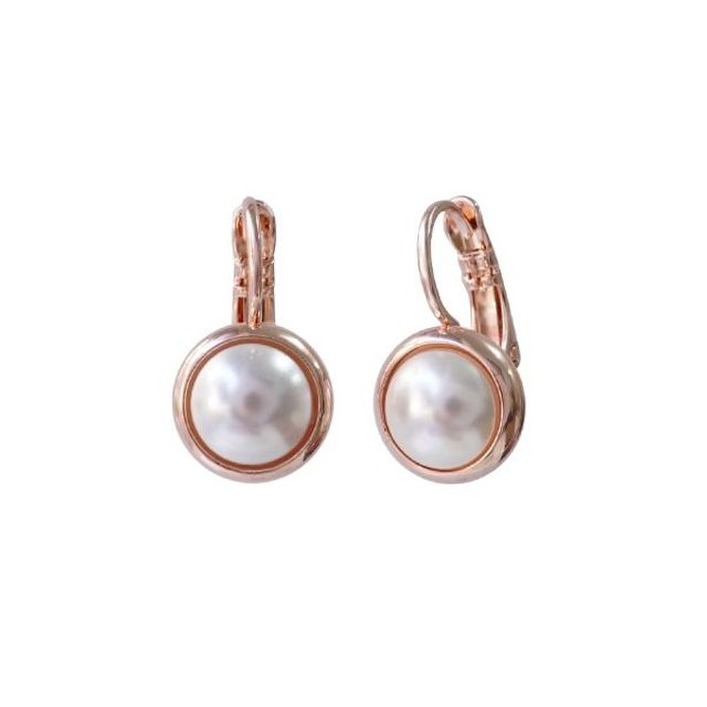 

E420 8mm Austrian Pearl Rose Gold Earrings