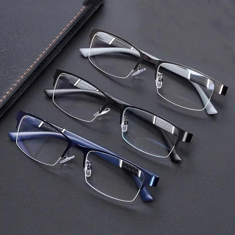 TR90 Classic Semi Semi-rimless Metal Business Reading Glasses for Woman Man Vintage Style Eyeglasses Powers From +1.0 To +4.0