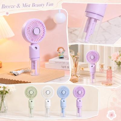 Portable Mini Handheld Fan with 3-Speed Adjustable Settings USB Rechargeable Mist Sprayer for Outdoor Travel and Personal Cooling