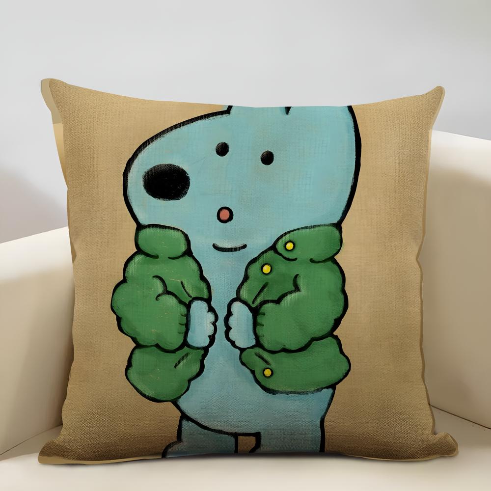 Puppy Life Cushion Cover Household Decoration Linen Sofa Cushion Cover: Skin-Friendly & Breathable With Invisible Zipper