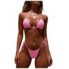 Women Two Piece Bikini Set Triangle Top and Tie Side Bottom Swimwear Adjustable Strings Beachwear Summer Bathing Suit