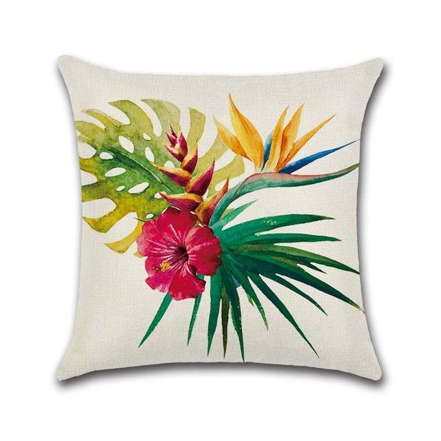 Tropische Pflanzen Kissenbezug Dekorative Kissenbezüge Flamingo-Druck Baumwolle Leinen Wurfkissenbezug Blumen Kissenbezug Zt169