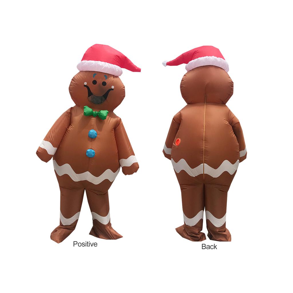 Gingerbread Man Inflatable Costume Brown Xmas Inflatable Costume Suitable For 150 to 190cm Height