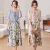 Mom's Retro Summer Chiffon Dress: 2026 Slim-Fit Two-Piece Style