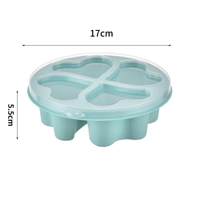 

Коробка для закусок Love Пшеничная солома Фруктовая тарелка для закусок Бытовая тарелка для закусок с крышкой Тарелка с отсеками для орехов зелёный