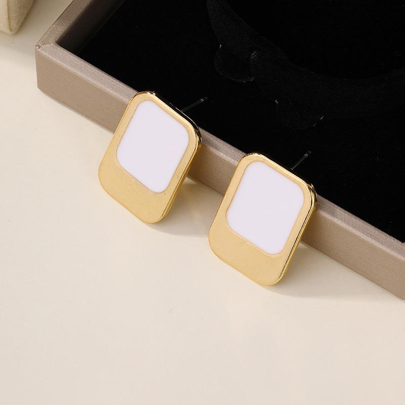 Alloy Square Color Matching Earrings, Niche Design Light Luxury High-end Stud Earrings Wind Earrings