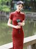 2025 Red Retro Slim Fit Qipao for Young Women - Short Sleeve Chinese Style Spring/Summer Dress