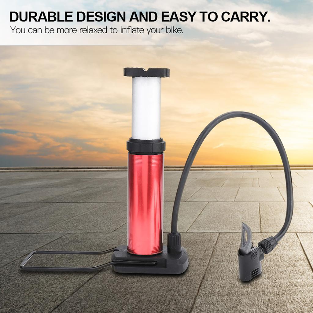 Bike Pump Portable Motorcycle Foot Pumps Aluminum Alloy (Black)