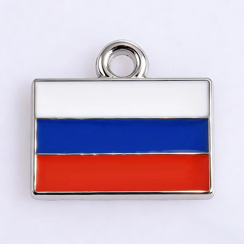 5pcs/Lot Different Countries Flags Enamel Charms For Jewelry Making Supplies Rectangle Silver Color Pendants Handmade Materials