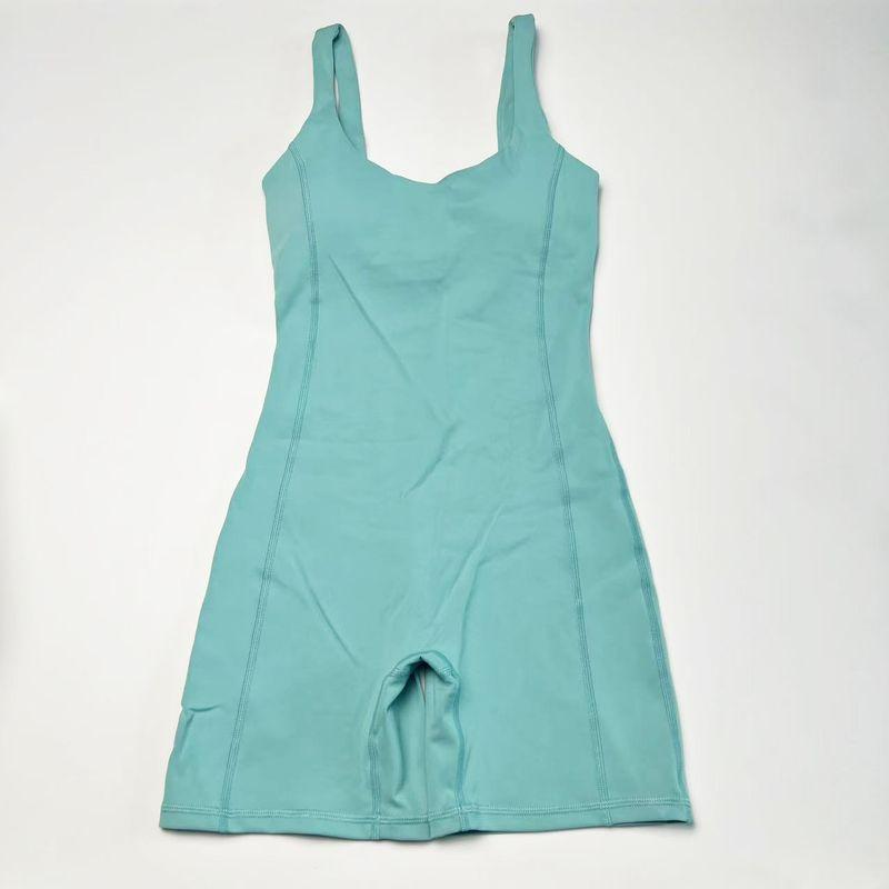 

New Summer European and American Yoga One-piece Women Dance Stretch Fitness Tight Exercise Shorts Sleeveless Jumpsuit 4088 agate Green 4/S (40.00 kg-50.00 kg