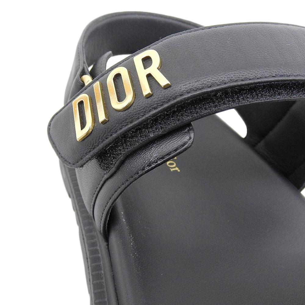 DIOR Dior Act Men's Lambskin Metal Logo Backstrap Sandals, Black and Gold, Size 39 (KCQ547LAB) shoes 39 Black / goldUsed