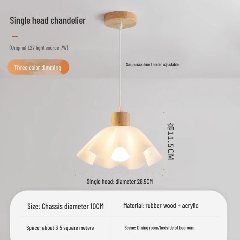 Candelabru nordic japonez Wabi-Sabi din lemn pentru noptieră și sufragerie, design cu flori crem