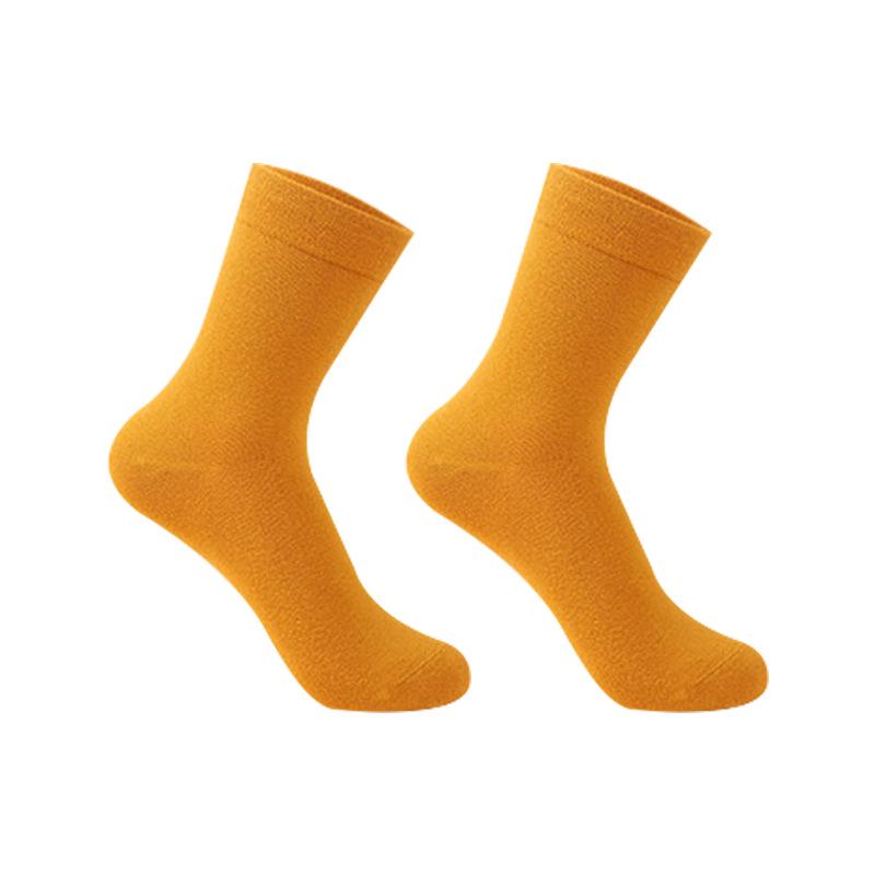 

Women s Mid-Calf Casual Socks - Japanese Milk Tea Color, Spring/Summer Solid Color, Long-Staple Cotton One Size