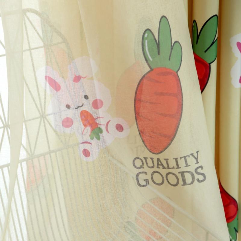 Pastoral Cartoon White Rabbit Cute Style Printed Window Curtains For Living Dining Room Bedroom Children'S Room Home