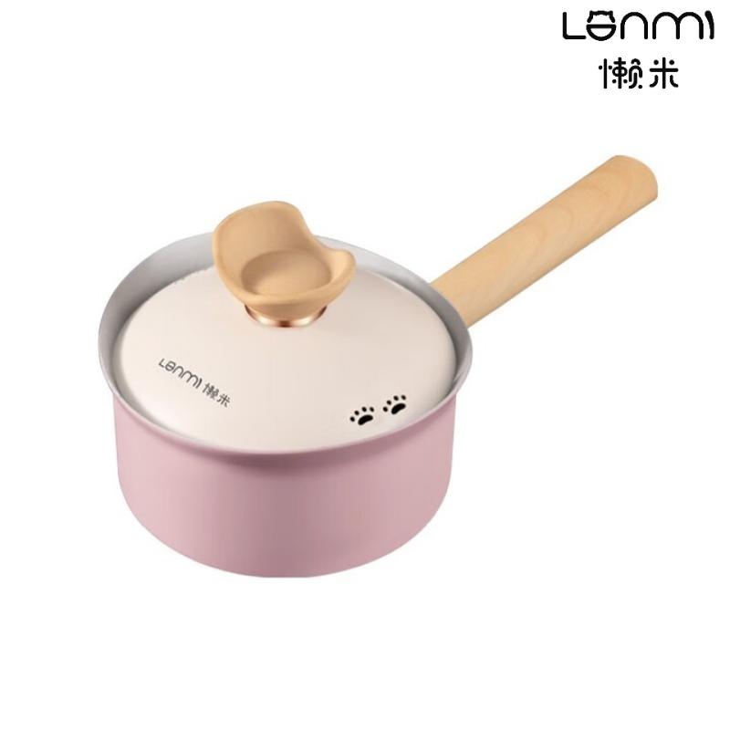 LANMI Non-stick milk pot, baby food pot, baby cooking and boiling pot, medical stone color, household multi-function, 18cm 1-2L