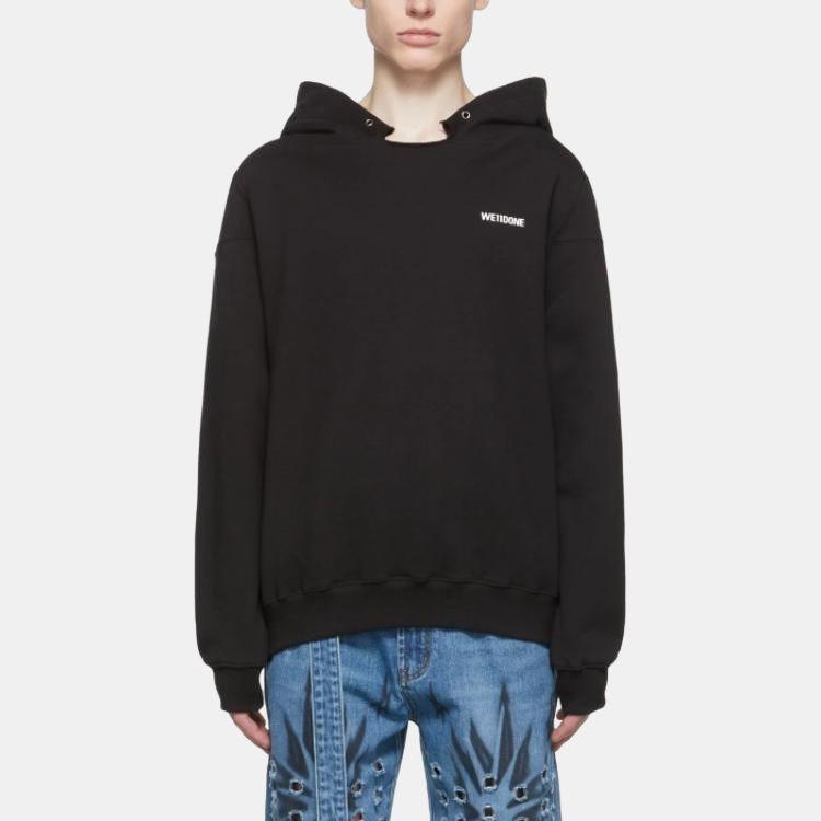 WE11DONE Solid Logo Print Pullover Sweatshirt Unisex Sweatshirt Black WD-TH3-22-867-U-BK