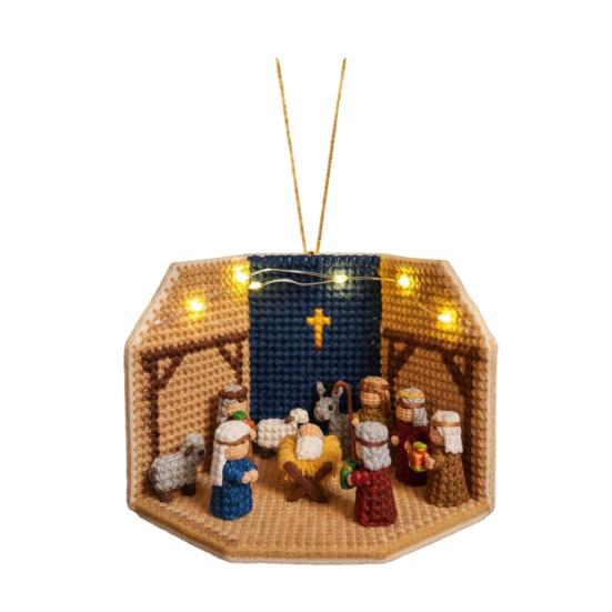 

Набір для виготовлення різдвяного вертепу своїми руками Yousheng з LED-підсвіткою, зручний для початківців, різдвяна прикраса, легко вішається, святкова прикраса для ялинки та дому D