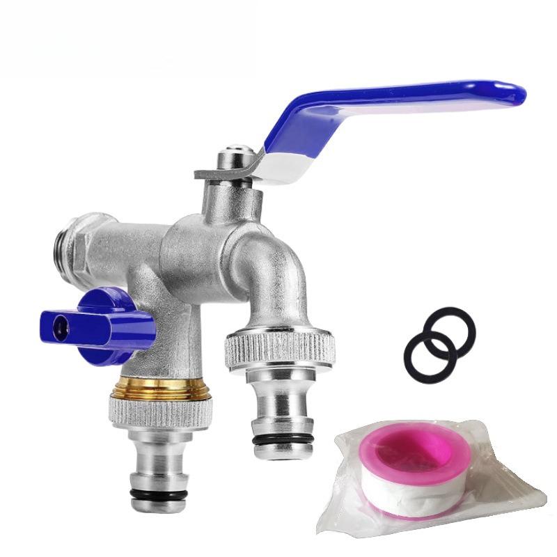1/2'' Doppelkopf Wasserhahn Gartenbewässerung Gartenbewässerungsventil Schalter Waschmaschinenzubehör Gewindelegierung Spültischarmatur