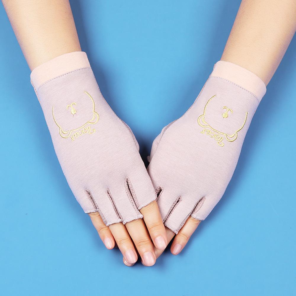 Sunscreen Gloves with Thin Fingers for Women In Summer Driving and Riding Anti Slip UV Tea Picking Manicure Half Finger Gloves