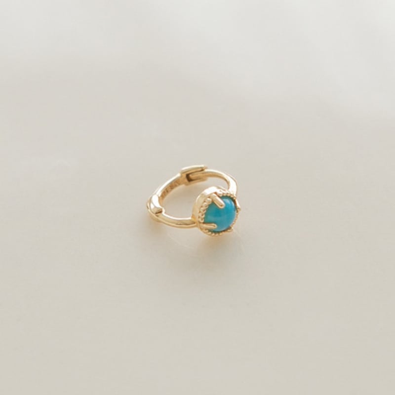 LUNNE 14k Türkis One-Touch Ring-Ohrringe (14 Karat Gold) #ER07