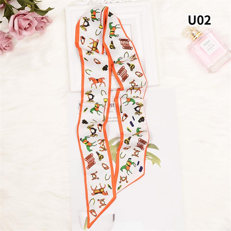 Horse Plaid Skinny Scarf Women Bag Silk Scarves Fashion Head Scarf Luxury Brand Wrist Towel For Ladies Head Band Drop Shipping