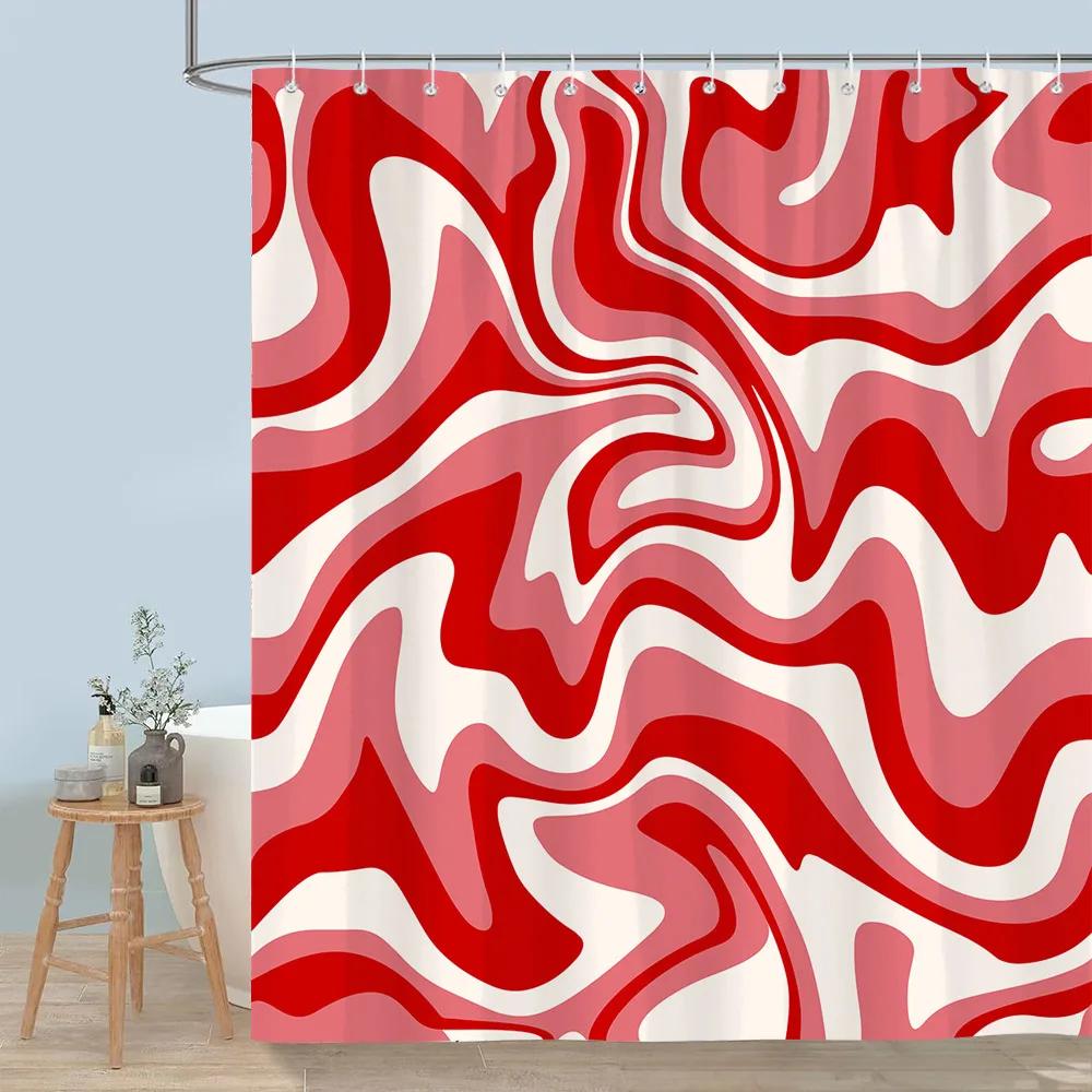 Colourful Abstract Lines Shower Curtain Modern Minimalist Style Flowing Art Polyester Shower Curtains Bathroom Decor With Hooks