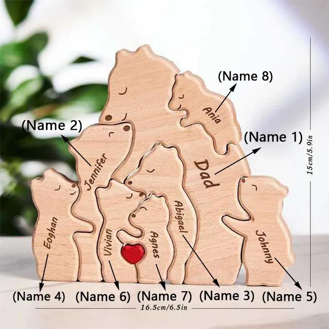 Customizable 3D Wooden Bear Art Decor Laser-Cut Handcrafted Warm Sentimental Gift for Mom Family Friends This Christmas