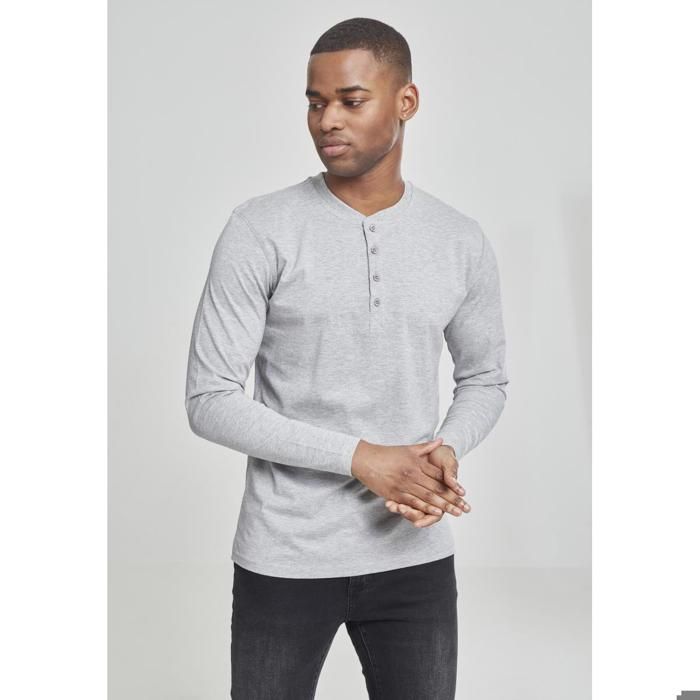 T-shirt - Urban Classics - Henley - Manches longues - 90% Coton - Mixte
