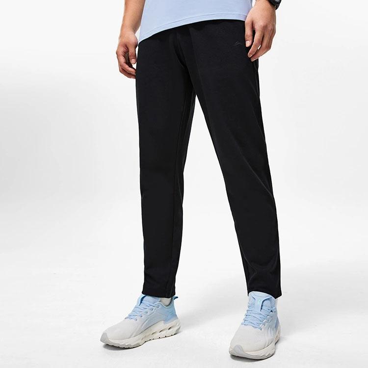 Li Ning Fitness Series Solid Color Straight Leg Quick Dry Cool Knitted Sports Pants Men Pants Black AKLT495-1