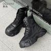 Platform Martin boots autumn and winter new leather velvet small European high-top dad shoes