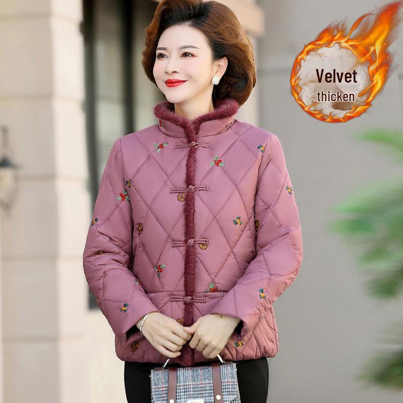 

Trendy Winter Floral Cotton Jacket for Women - Chinese Style 5XL рожевий/фіолетовий
