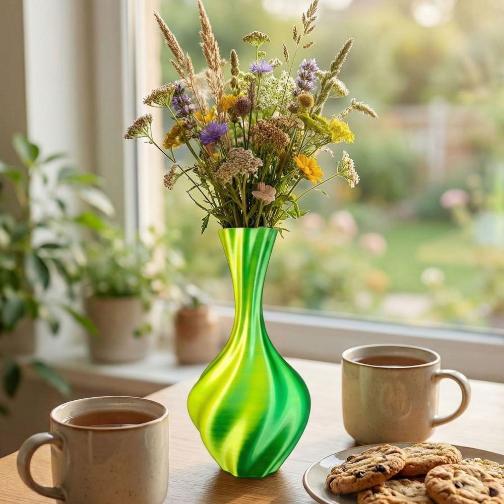 Gradient Color Modern Twisted Flower Bottle Decorative Flowerpot Home Desktop Decorations