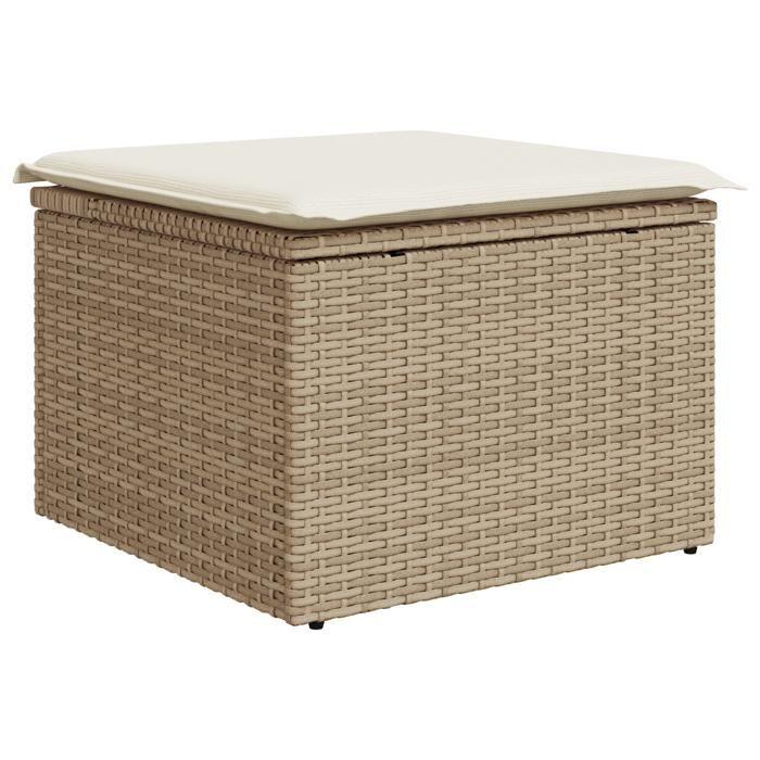 VidaXL Ensemble de canapé de jardin 6 pièces avec coussins Beige Poly Rotin Acacia 3348072