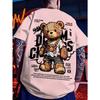 Europäisches und amerikanisches Herren Sommer Teddybär Graffiti Print Bequemes und atmungsaktives Rundhals T-Shirt Outdoor Street Top