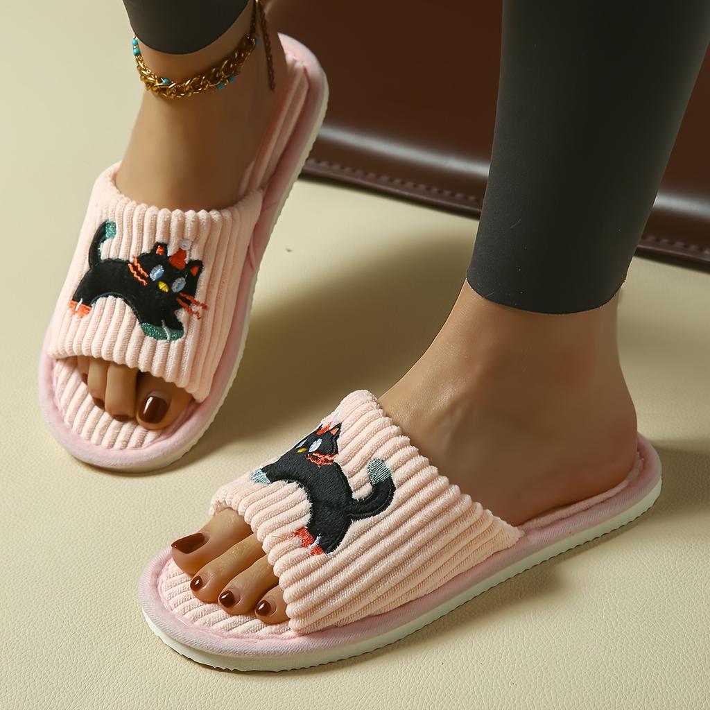 Modische Niedliche Kätzchen Slipper Rutschfest Bequem für Zuhause und Schlafzimmer Hausschuhe Verspieltes Katzen-Design Weiche Stoffhausschuhe Niedliche Hausschuhe