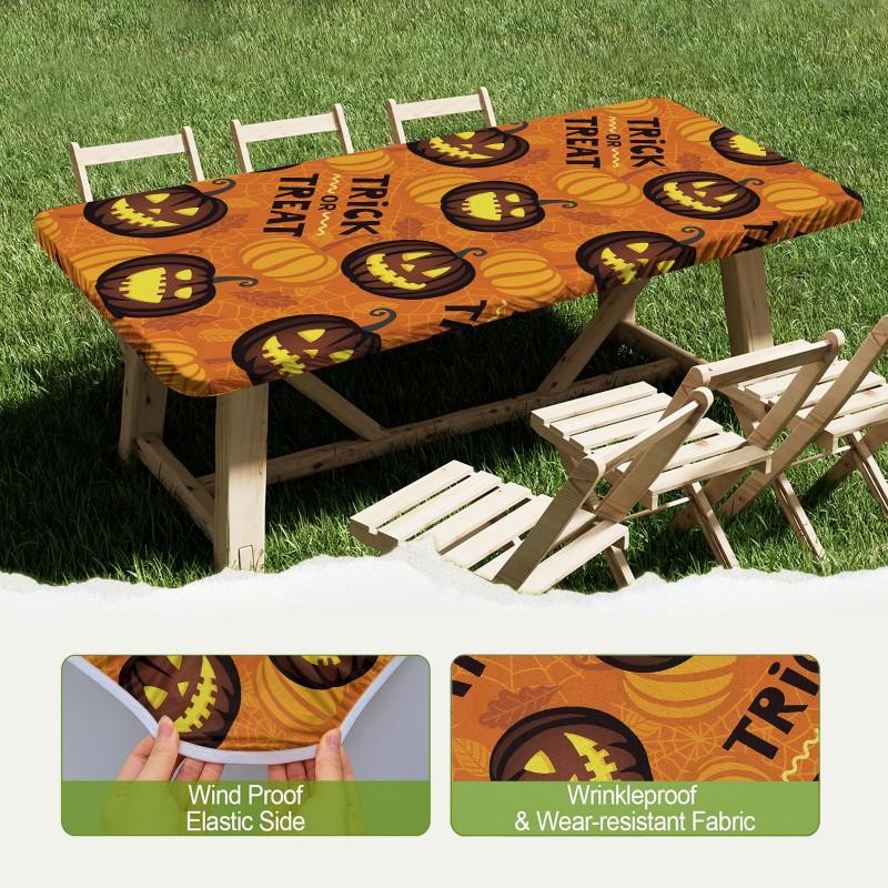 Halloween Print Tablecloth Set Waterproof Dustproof Table Cover Outdoor Dining Chair Covers Modern Rectangular
