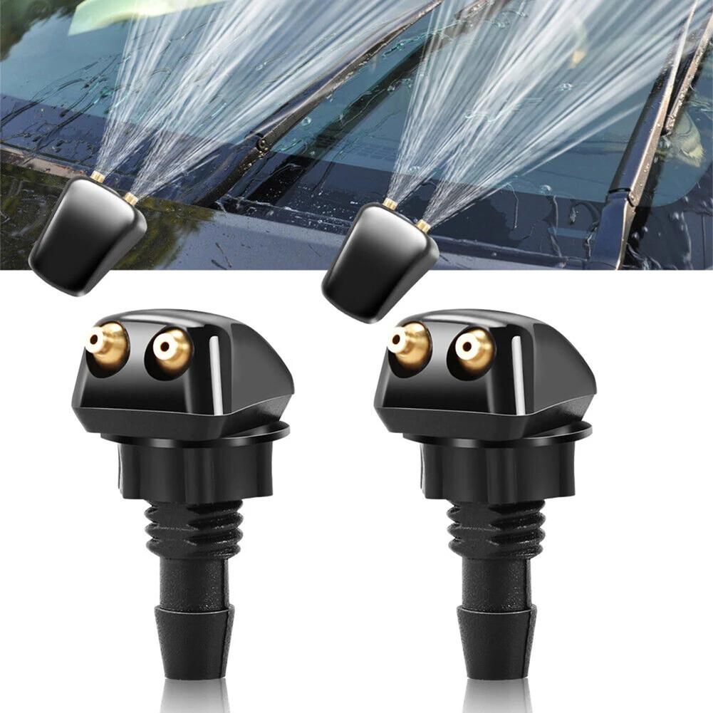 2Pcs Car Windshield Wiper Washer Spray Nozzle Fits Most Car Models Car Dual Holes Windshield Washer Nozzle Water Spray