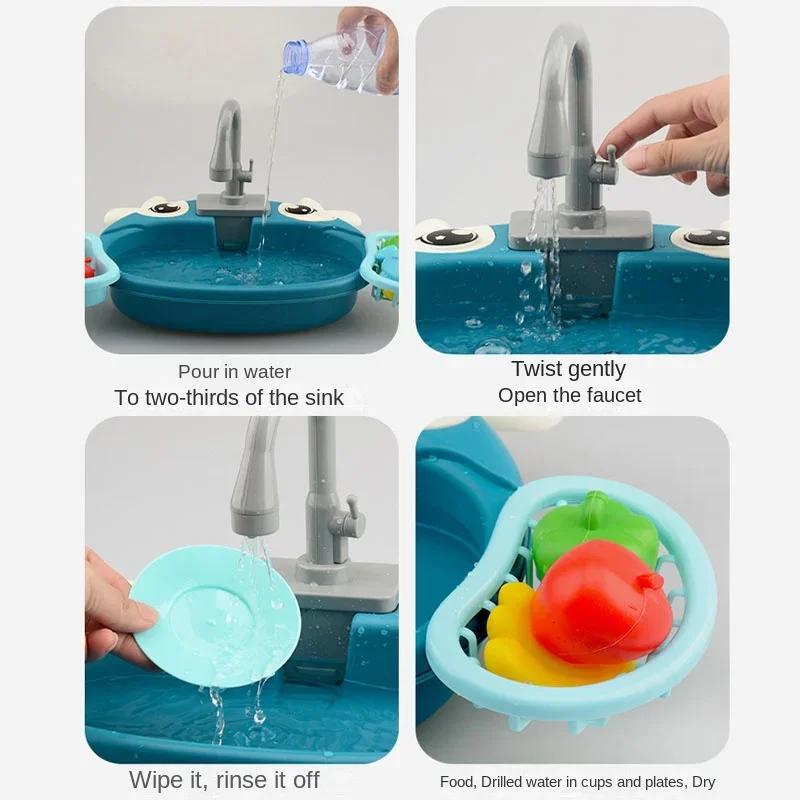 Non-Toxic Children'S Play Kitchen Toys Water Pretend Play House Kids Can Drain Wash Basin Sink Kids Kitchen Set Toy For Children Gifts