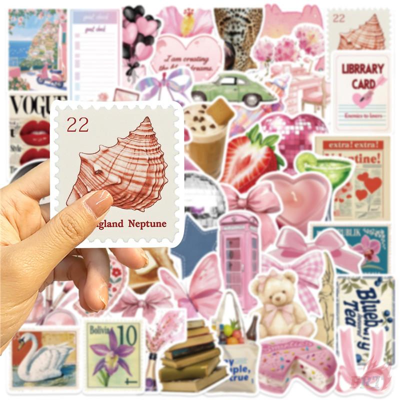 50Pcs/Set Retro Pink Junk Diary Stickers DIY Fashion Waterproof Doodle Decals Stickers