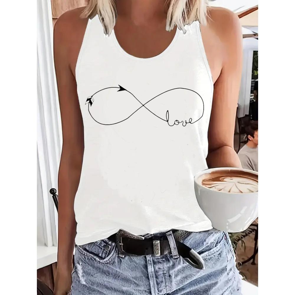 Printed T-shirt vest for women, sleeveless round neck S