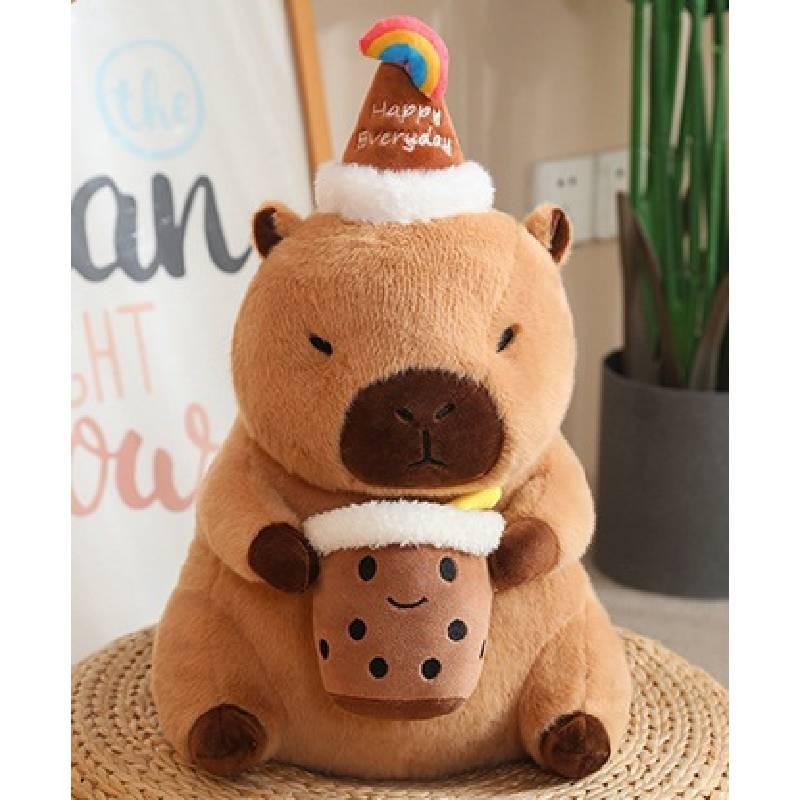 

Animal Plush Capybara Doll Fruit Milk Tea Birthday Gift Flower Toy Decoration Happy,30cm