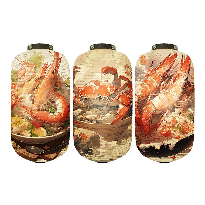 Japanese Style Paper Lantern Beautiful Crab Shrimp Printed Lanterns Sushi Hotpot Izakaya Restaurant Bar Advertising Lantern