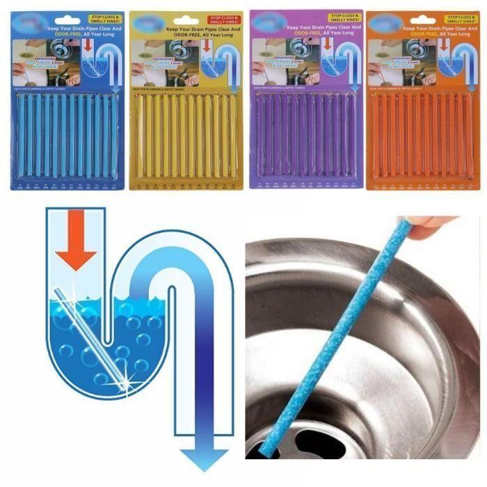 12pcs Sani Sticks Keeps Drains and Pipes Clear and Smelling Fresh Pipe Cleaning Enzymatic Treatment