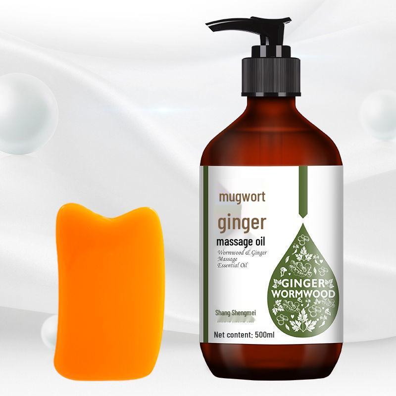 Zázvor Pelyněk Masážní olej na celé tělo a obličej s tepelnou terapií pro meridiány, Gua Sha a úlevu ramen/krku.