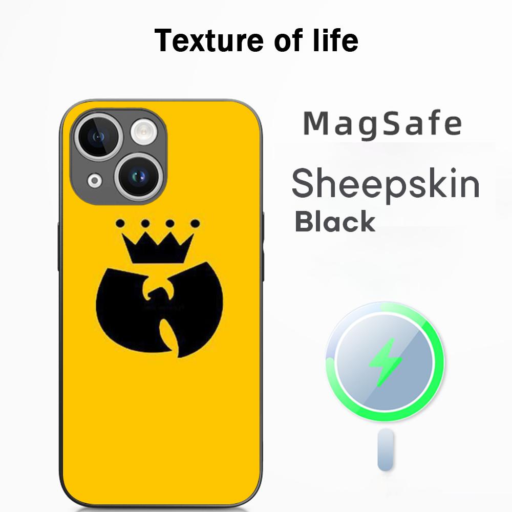 Fashion Trends WU-T-TANG CLANs ins Phone Case For iPhone 16 15 14 13 12 11 Plus Pro Max  High-end Luxury Magsafe Sheepskin